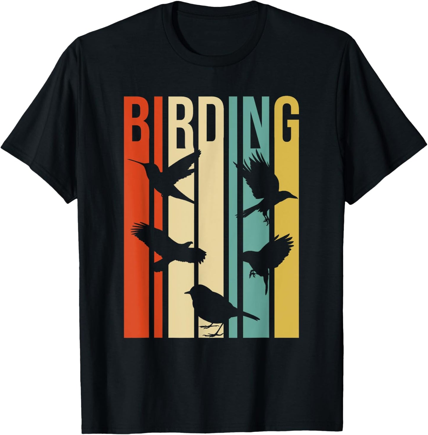 Vintage Style Birding For Birders With Birds T-Shirt - T-Shirt | Black