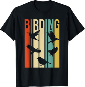 Vintage Style Birding For Birders With Birds T-Shirt - T-Shirt | Black