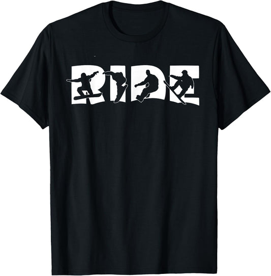 RIDE Snowboard T Shirt, Snowboarding Gift, Snowboarding T-Shirt - T-Shirt | Black