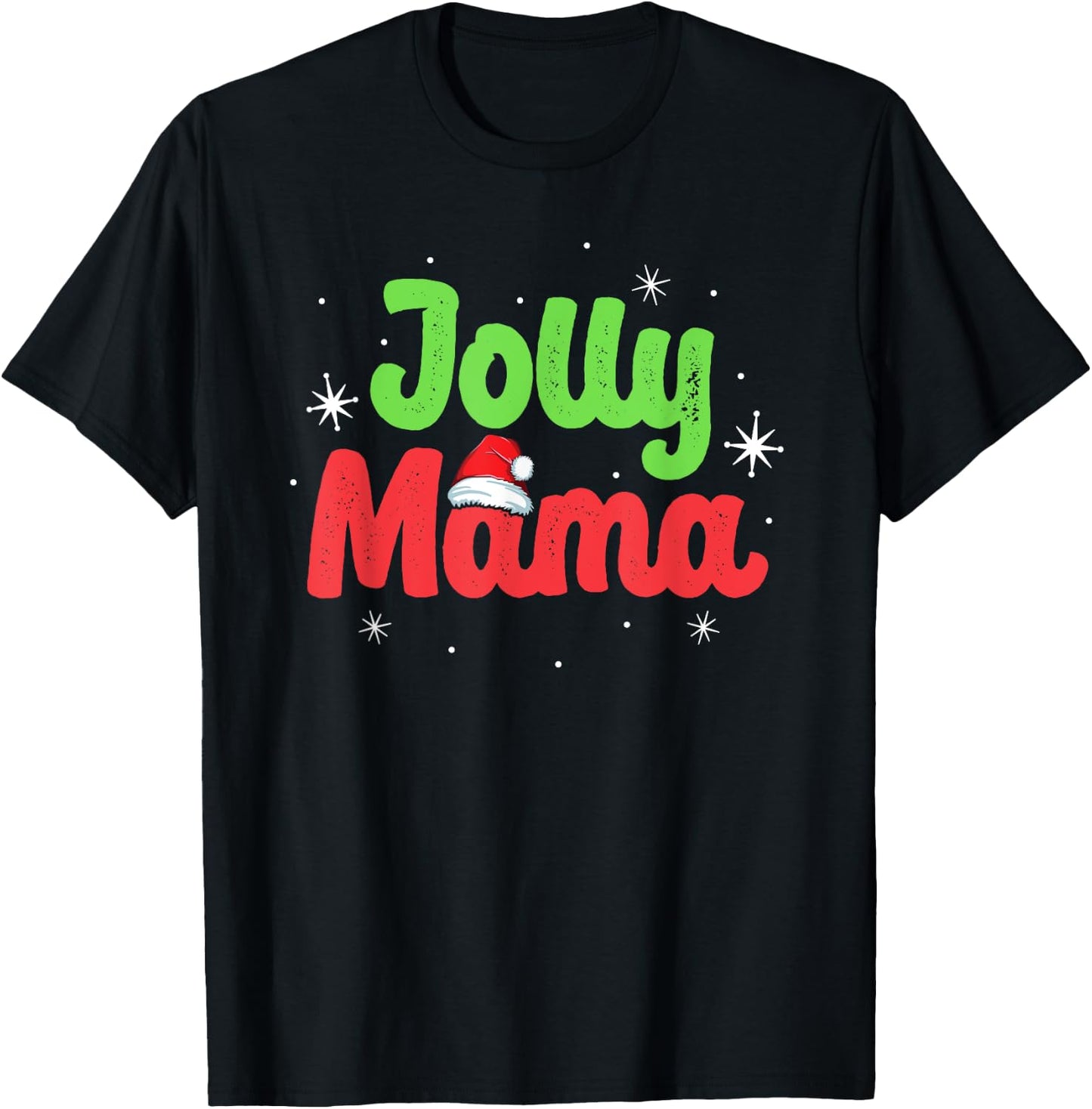 Vintage Jolly Mama Mom Mother Matching Family Christmas T-Shirt - T-Shirt | Black