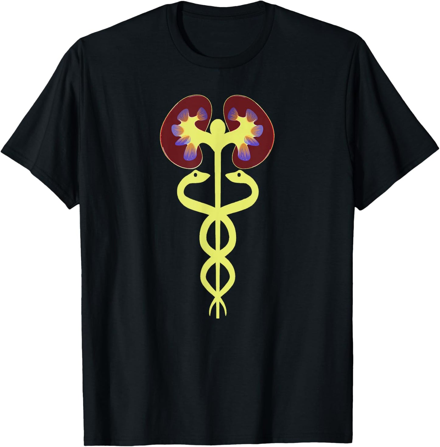 Kidneys Caduceus Medical Emblem Nephrology Dialysis Gifts T-Shirt - T-Shirt | Black