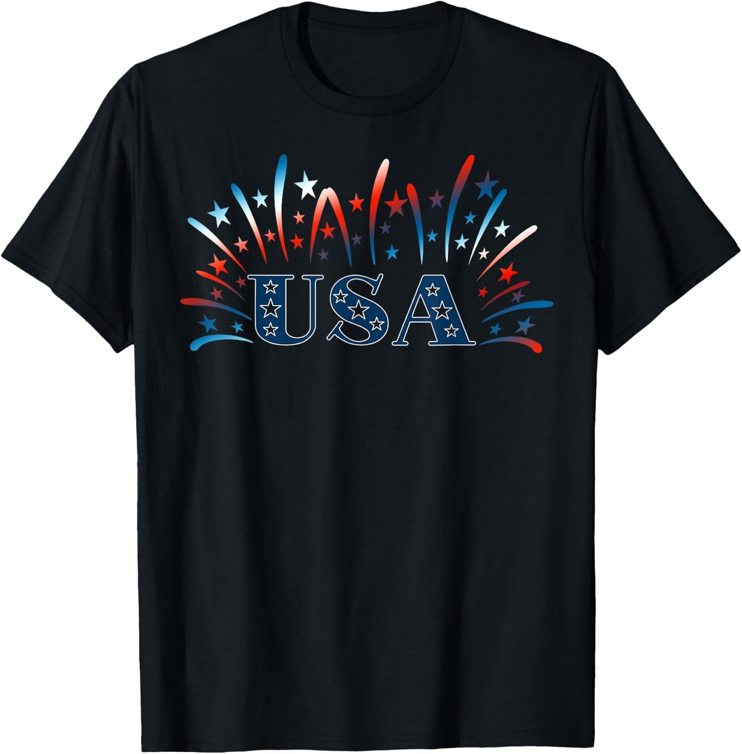 Beautiful Fireworks Patriotic July 4th USA T-Shirt - T-Shirt | Black