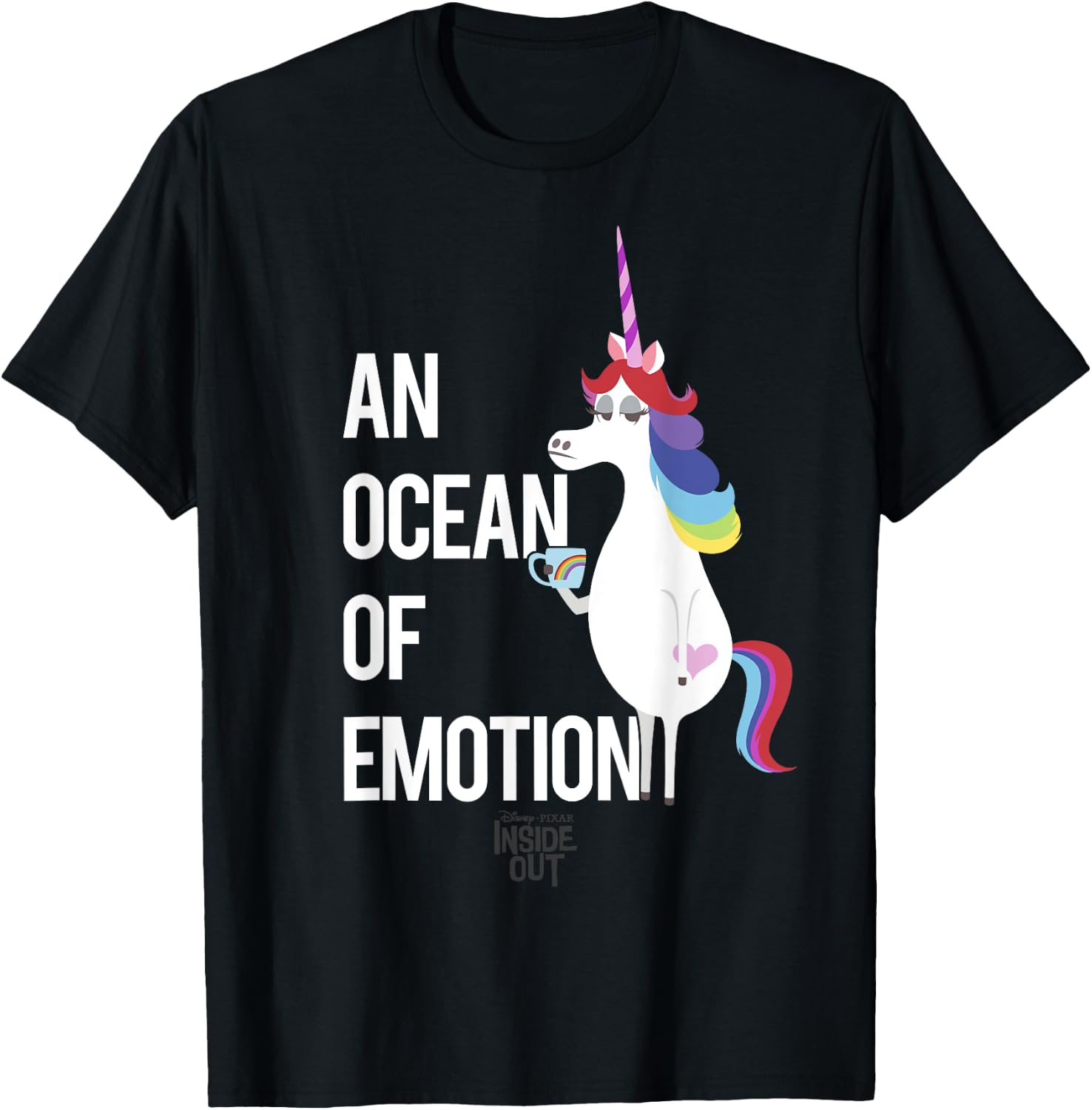 Disney Pixar Inside Out Unicorn An Ocean Of Emotion Logo T-Shirt - T-Shirt | Black