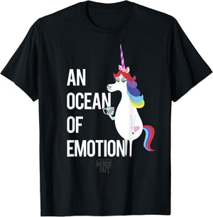 Disney Pixar Inside Out Unicorn An Ocean Of Emotion Logo T-Shirt - T-Shirt | Black