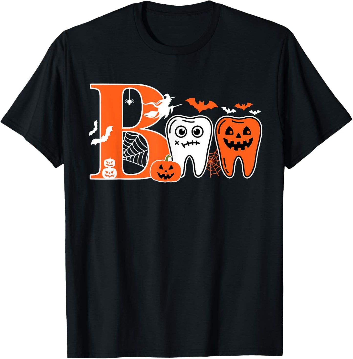 Boo Teeth Pumpkin Dentist Dental Hygienist Halloween Costume T-Shirt - T-Shirt | Black