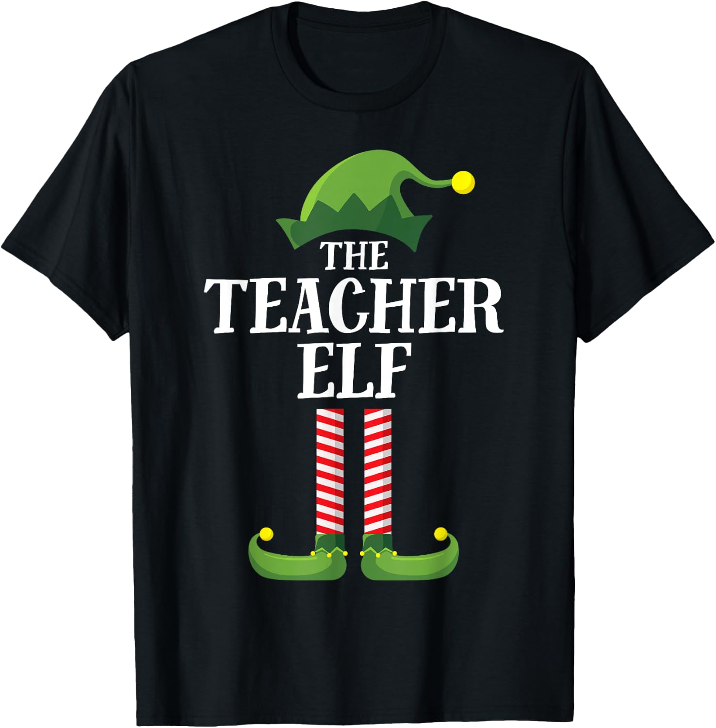 Teacher Elf Matching Family Group Christmas Party Pyjamas Women Kids T-Shirt - T-Shirt | Black