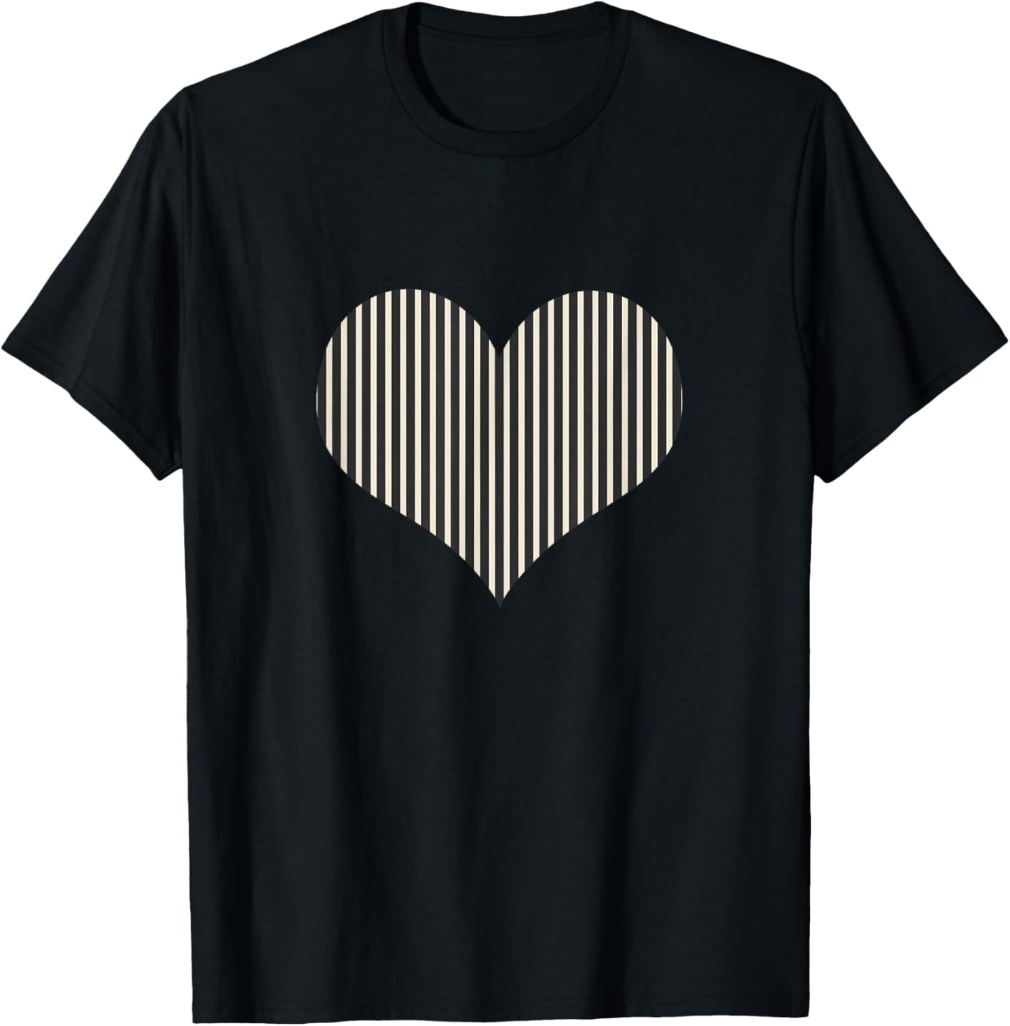 Cute Black White Stripes Vertical Lines Pattern Minimalist T-Shirt - T-Shirt | Black