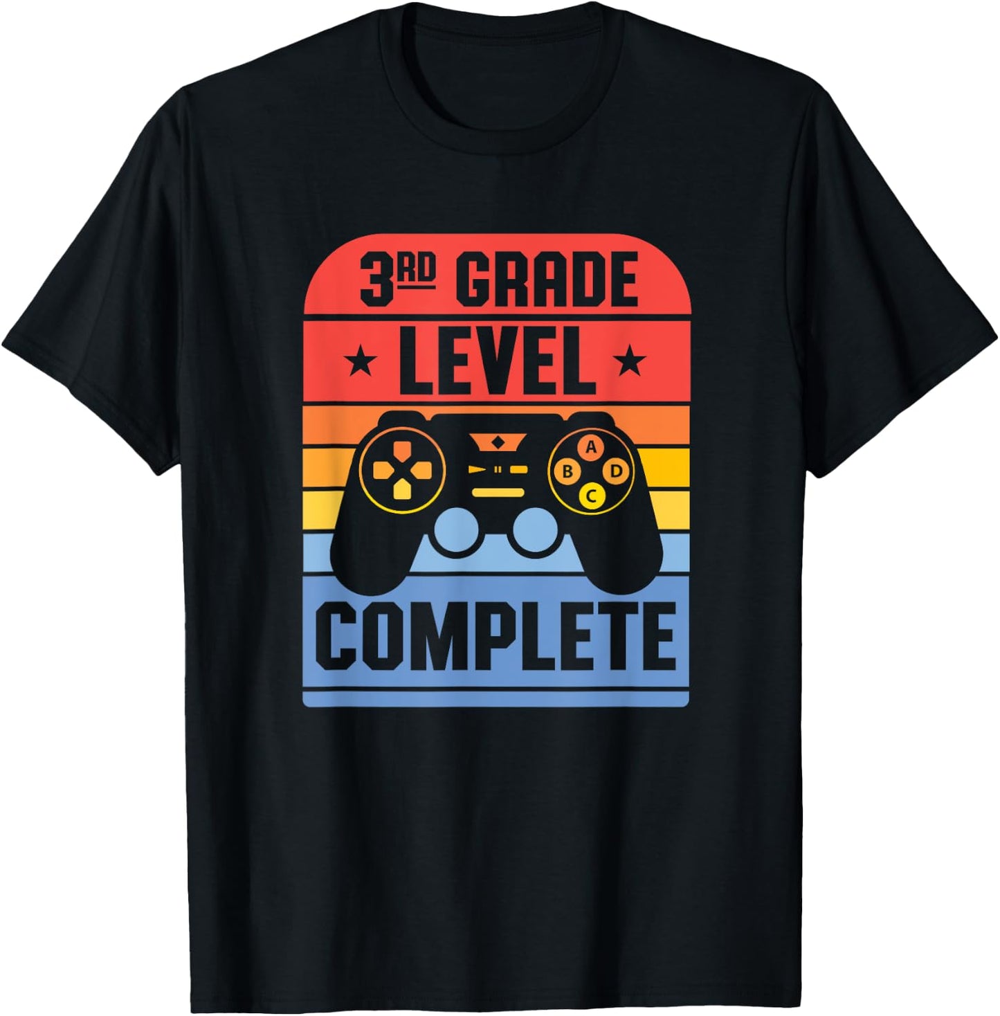 3rd Grade Level Complete Graduation Gamer Last Day Of School T-Shirt - T-Shirt | Black