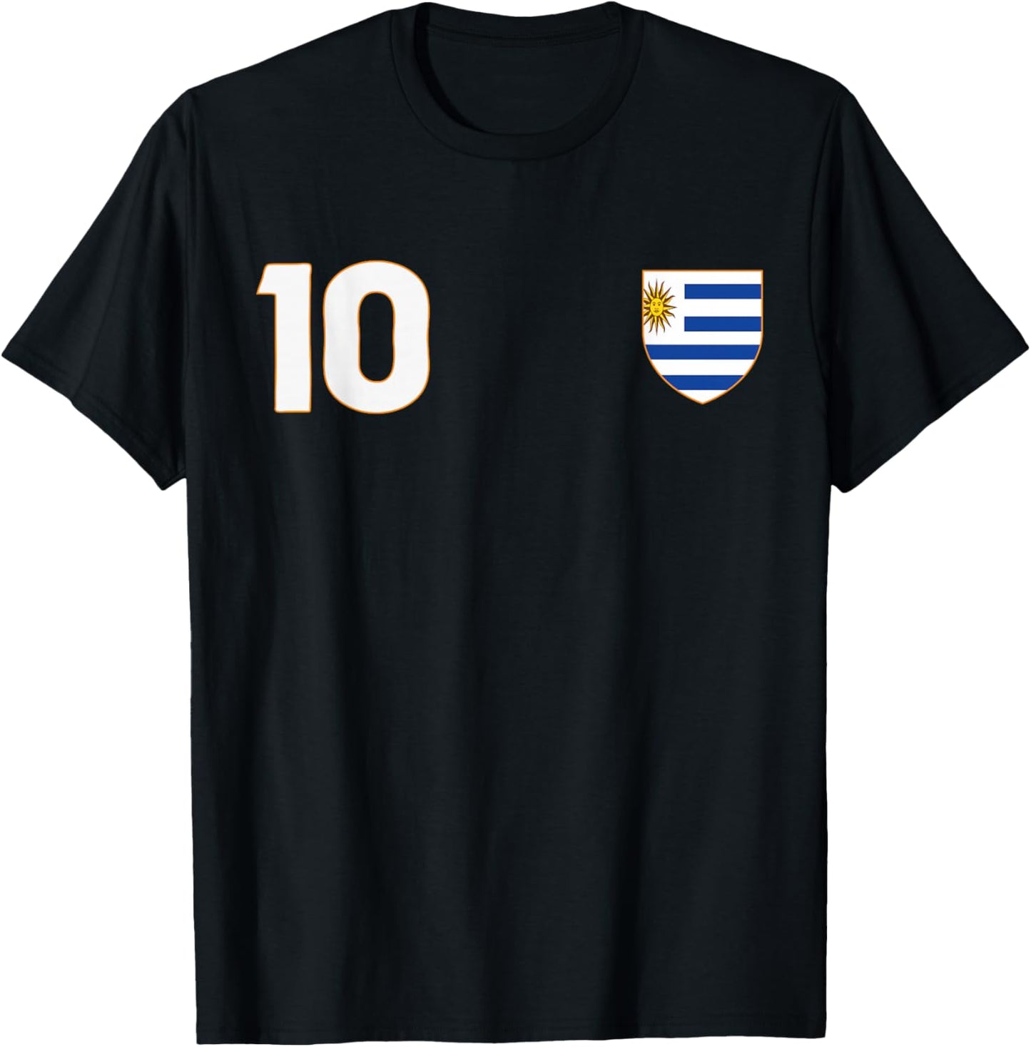 Uruguay Flag Number 10 Shield Emblem National Pride T-Shirt - T-Shirt | Black