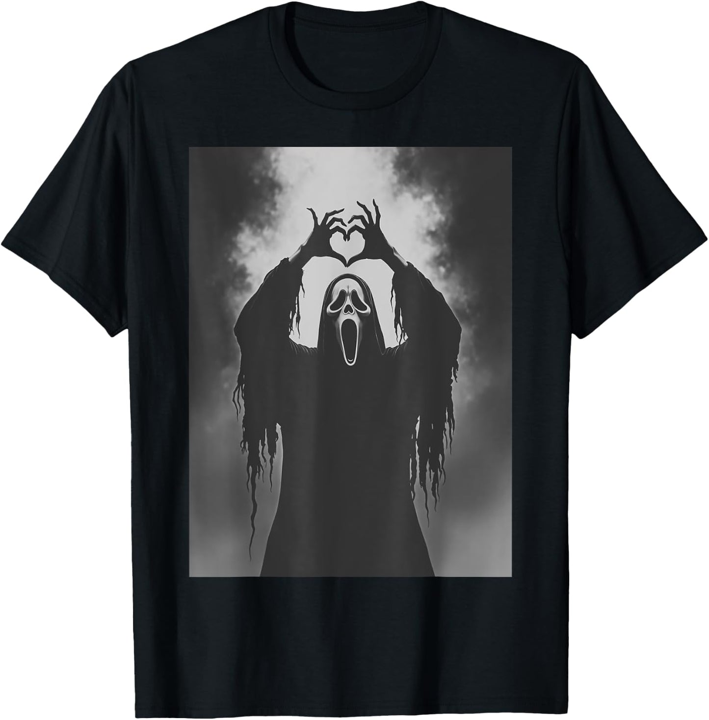 Ghost Heart Hands Scary Face Horror Poster Halloween T-Shirt - T-Shirt | Black