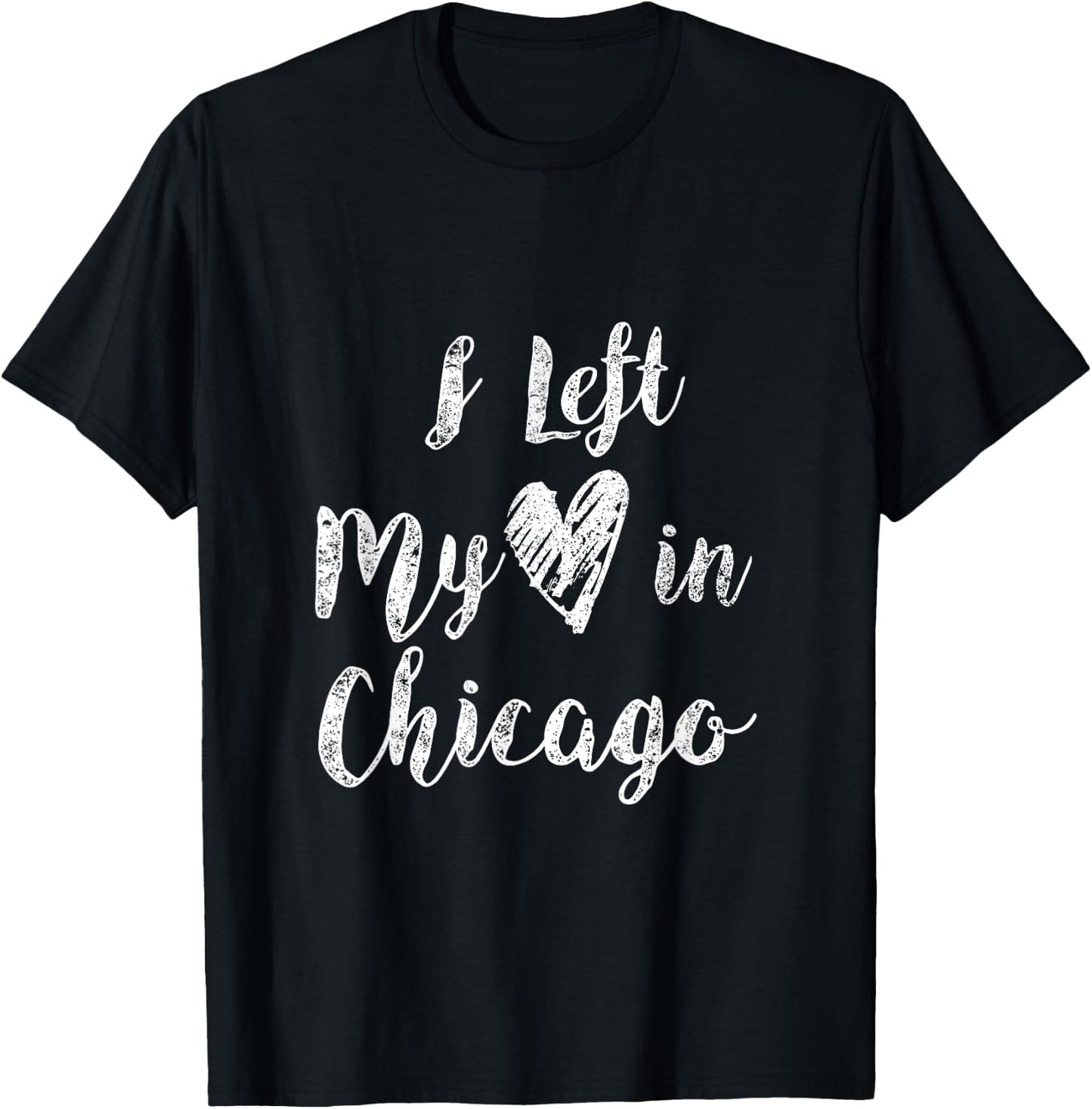 I Left My Heart In Chicago Creative Awesome T Shirt Design T-Shirt - T-Shirt | Black