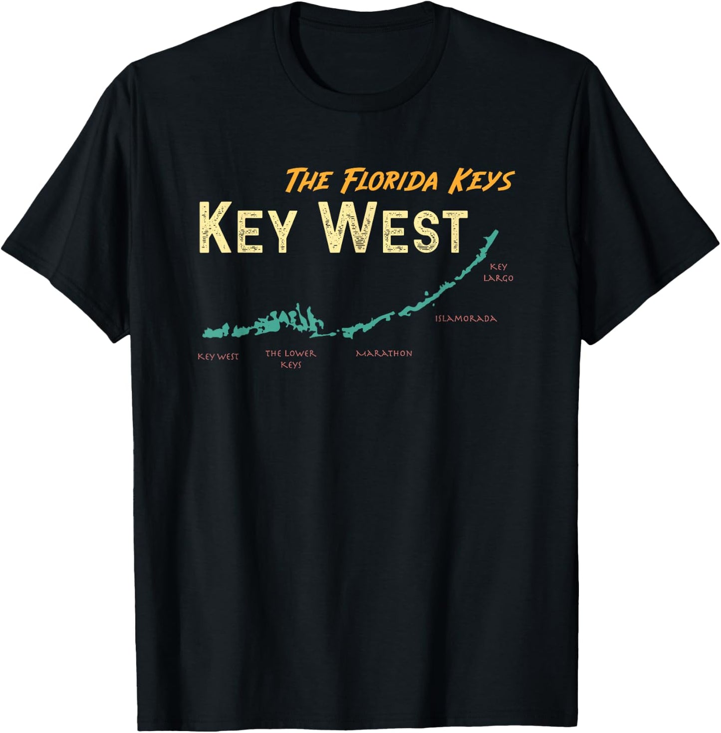 Florida Keys Map Key West T-Shirt - T-Shirt | Black