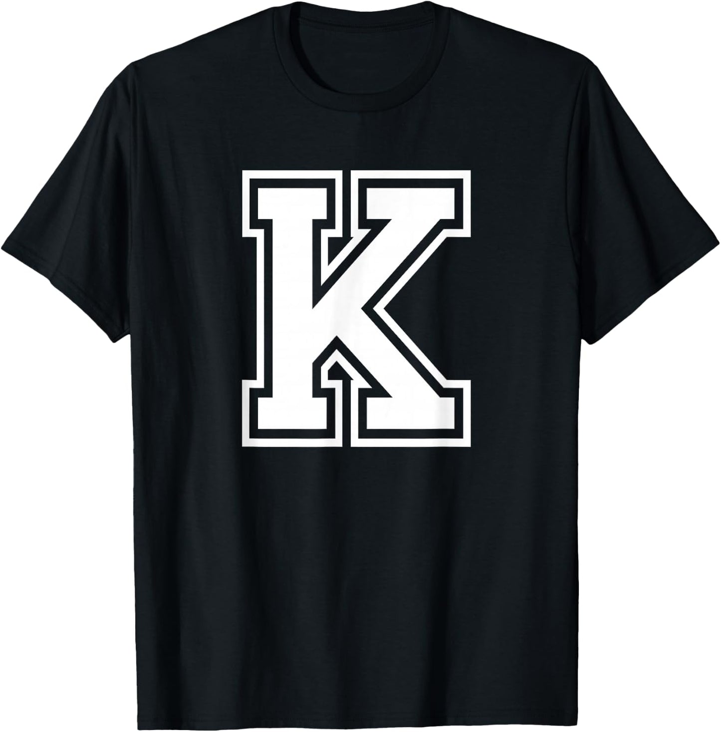 Letter K Name Initial Varsity Alphabet Monogram T-Shirt - T-Shirt | Black