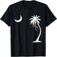 Monkey in a Palm Tree looking at a crescent moon SC Flag T-Shirt - T-Shirt | Black