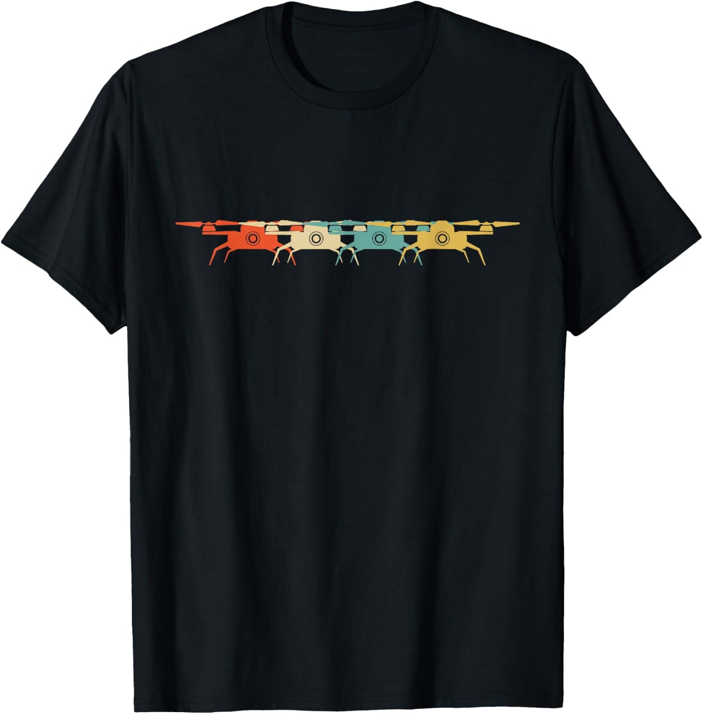 Drone Retro Flying Quadcopter T-Shirt - T-Shirt | Black