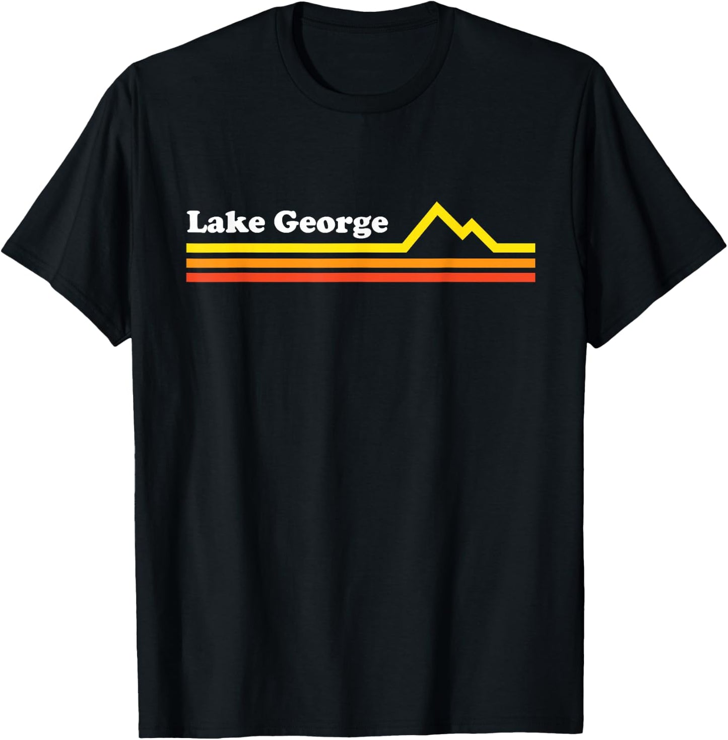 Lake George NY Adirondacks Retro Vintage Style Mountains T-Shirt - T-Shirt | Black