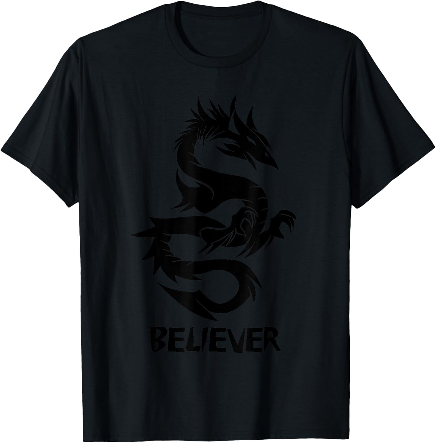 Imagine, Dream, Believe | Fantasy Dragon Tattoo T-Shirt - T-Shirt | Black