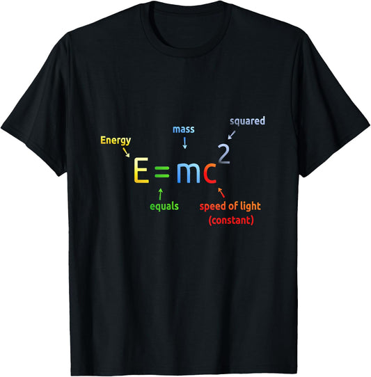 E Equals M C Squared E=MC2 Science Equation T-Shirt - T-Shirt | Black