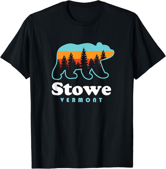 Stowe Vermont Bear Stowe VT T-Shirt - T-Shirt | Black