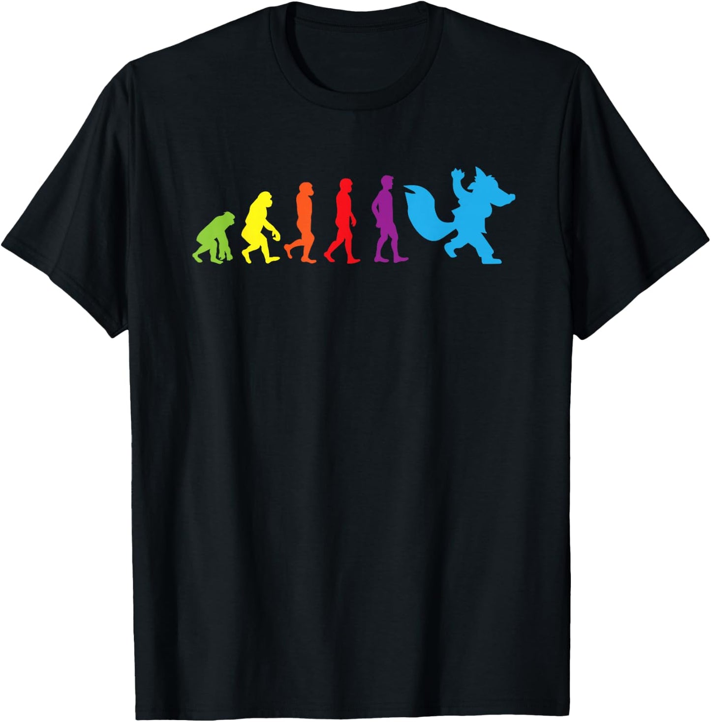 Furry Shirt Human Evolution Fursona Women Men Kids Shirts T-Shirt - T-Shirt | Black