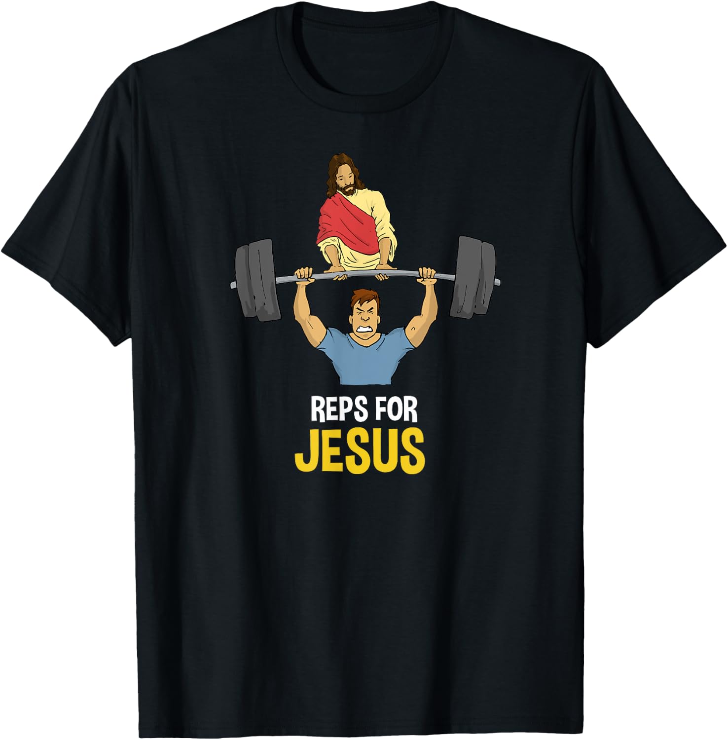Clever Sloth: Reps For Jesus Weightlifting Gym Workout T-Shirt - T-Shirt | Black