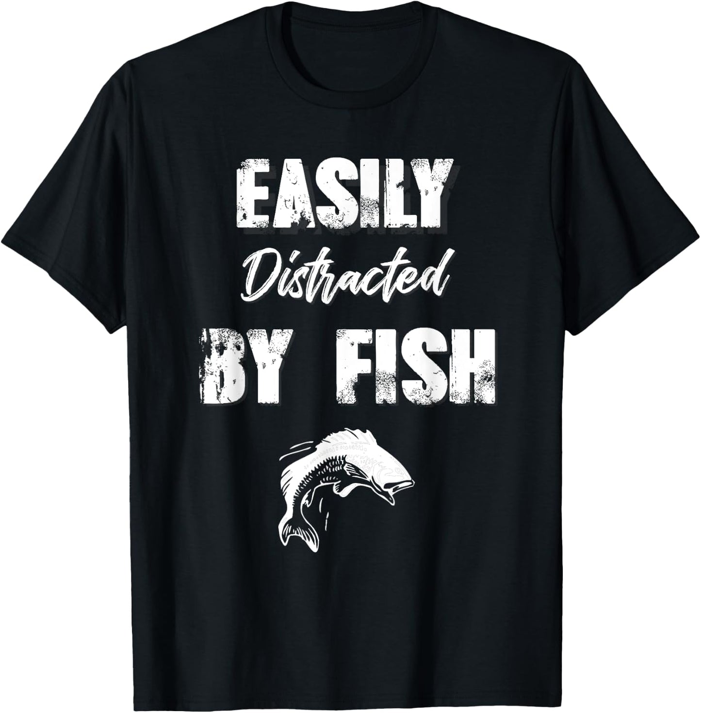 Easily Distracted By Fish Kids Fishing Gift T-Shirt - T-Shirt | Black
