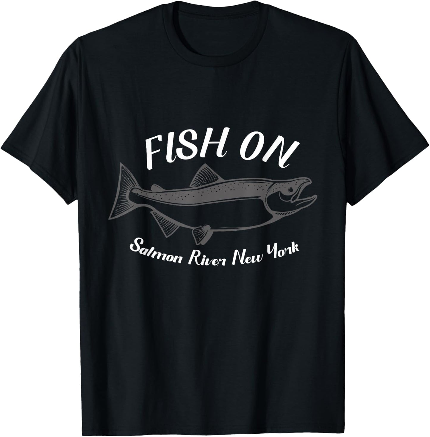 Fishing Salmon River New York Fish On T-Shirt - T-Shirt | Black