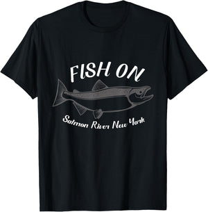 Fishing Salmon River New York Fish On T-Shirt - T-Shirt | Black