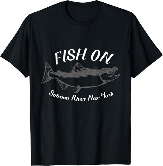 Fishing Salmon River New York Fish On T-Shirt - T-Shirt | Black