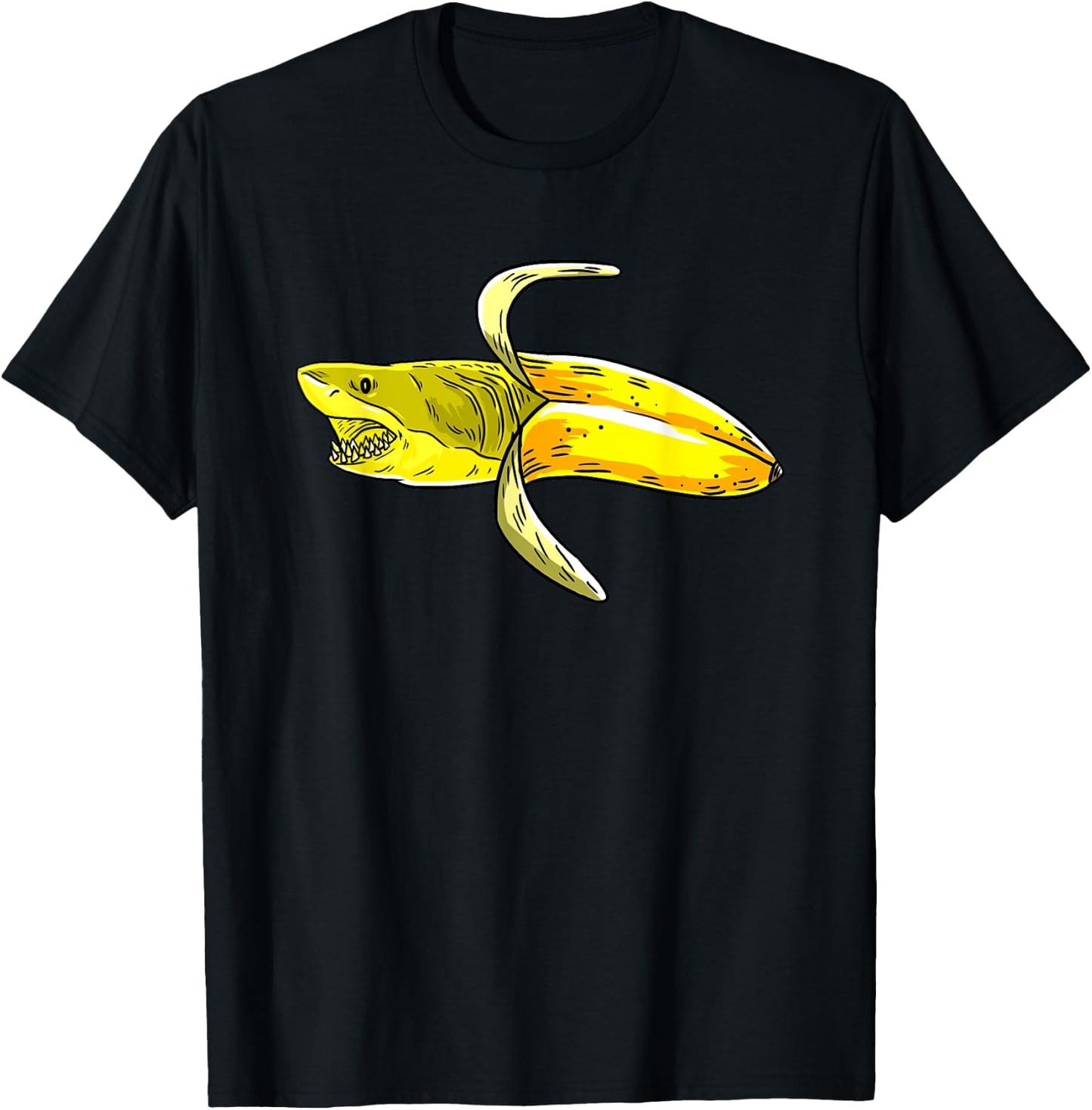 Banana Shark Art Graphic Funny Humor Fruit Pun Lover Gift T-Shirt - T-Shirt | Black
