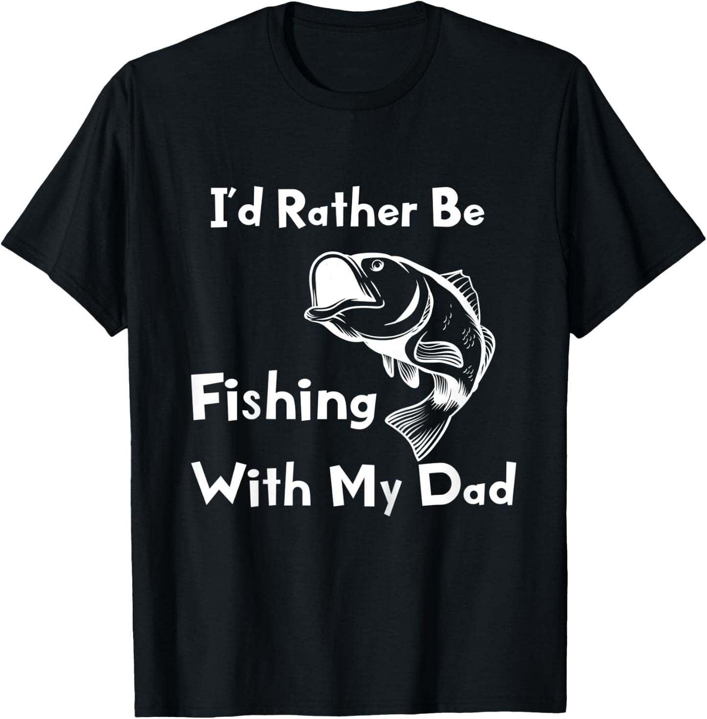 Kids I'd Rather Be Fishing With My Dad Kids Fisherman T-Shirt - T-Shirt | Black