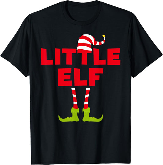 Little Elf Funny Matching Christmas Elf Shirt T-Shirt - T-Shirt | Black