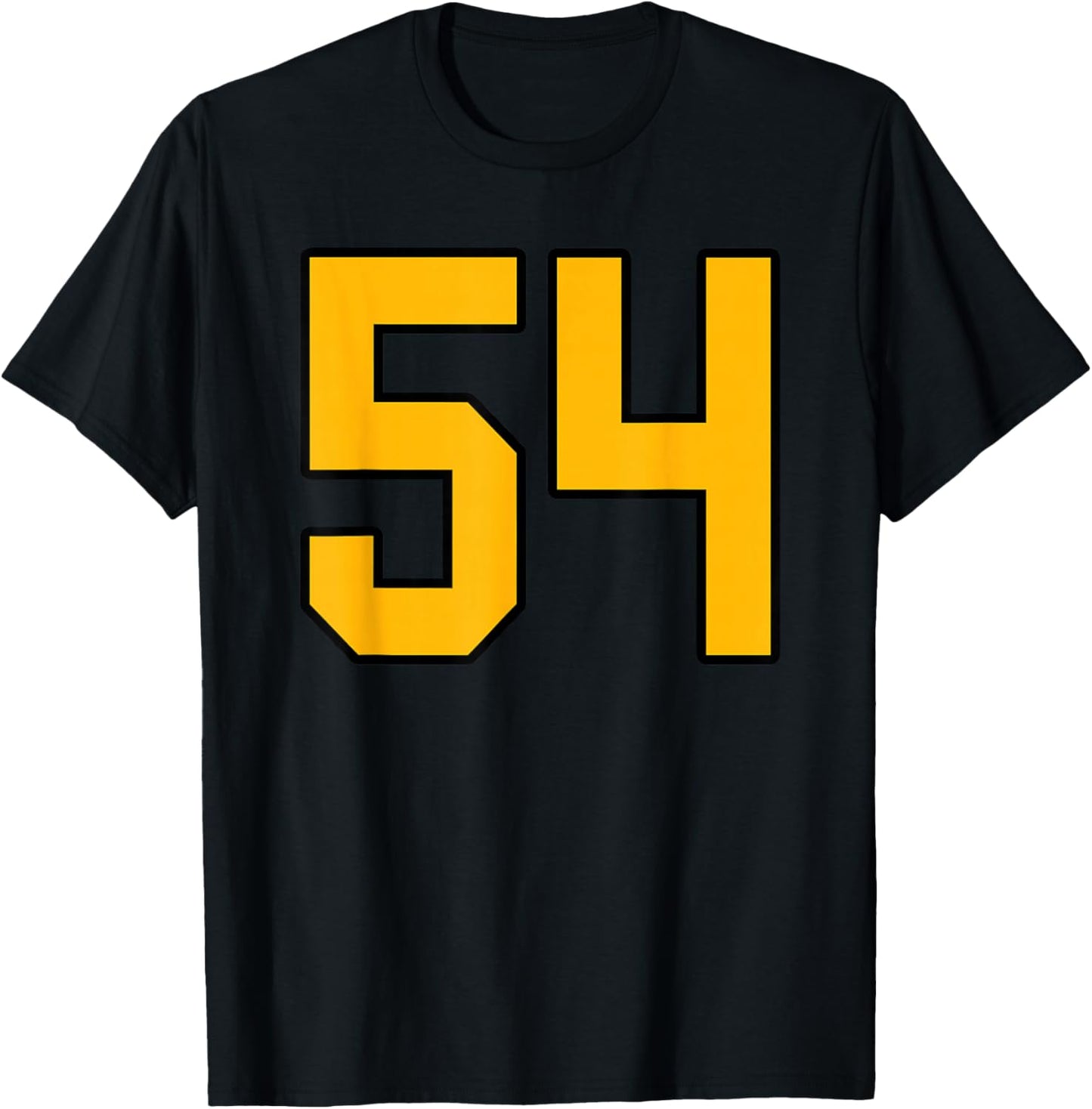 Gold and Black Sports Number 54 Jersey Uniform Player T-Shirt - T-Shirt | Black
