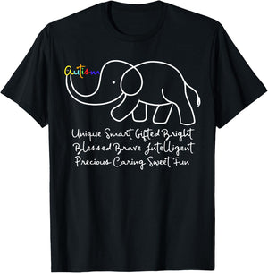 Autism Awareness Day Elephant Shirt | Animal Autism Gift T-Shirt - T-Shirt | Black