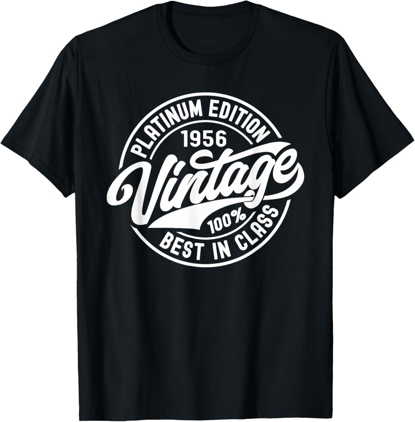 Born in 1956 Platinum Edition Simple Vintage Birthday Gifts T-Shirt - T-Shirt | Black
