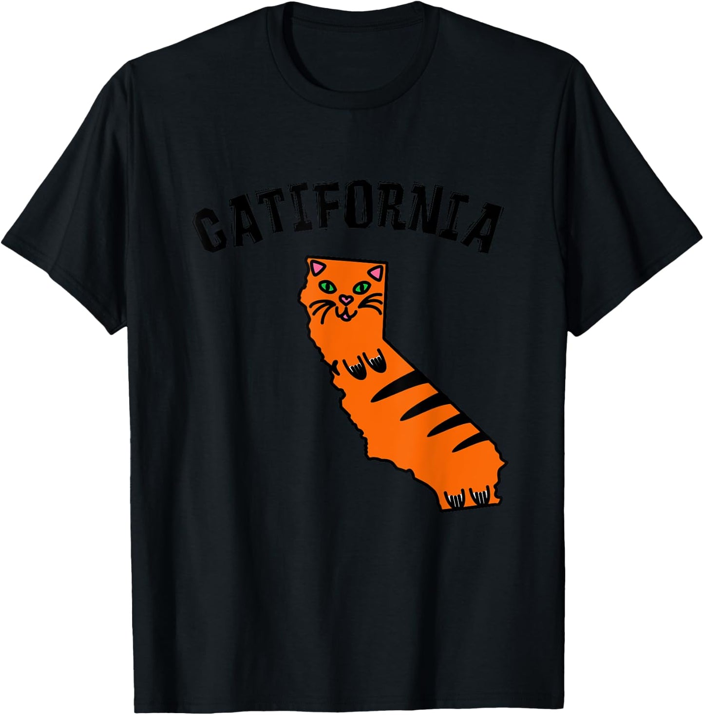 Catifornia California Map Silhouette Cute Cat Funny Kitty Women Kids T-Shirt - T-Shirt | Black