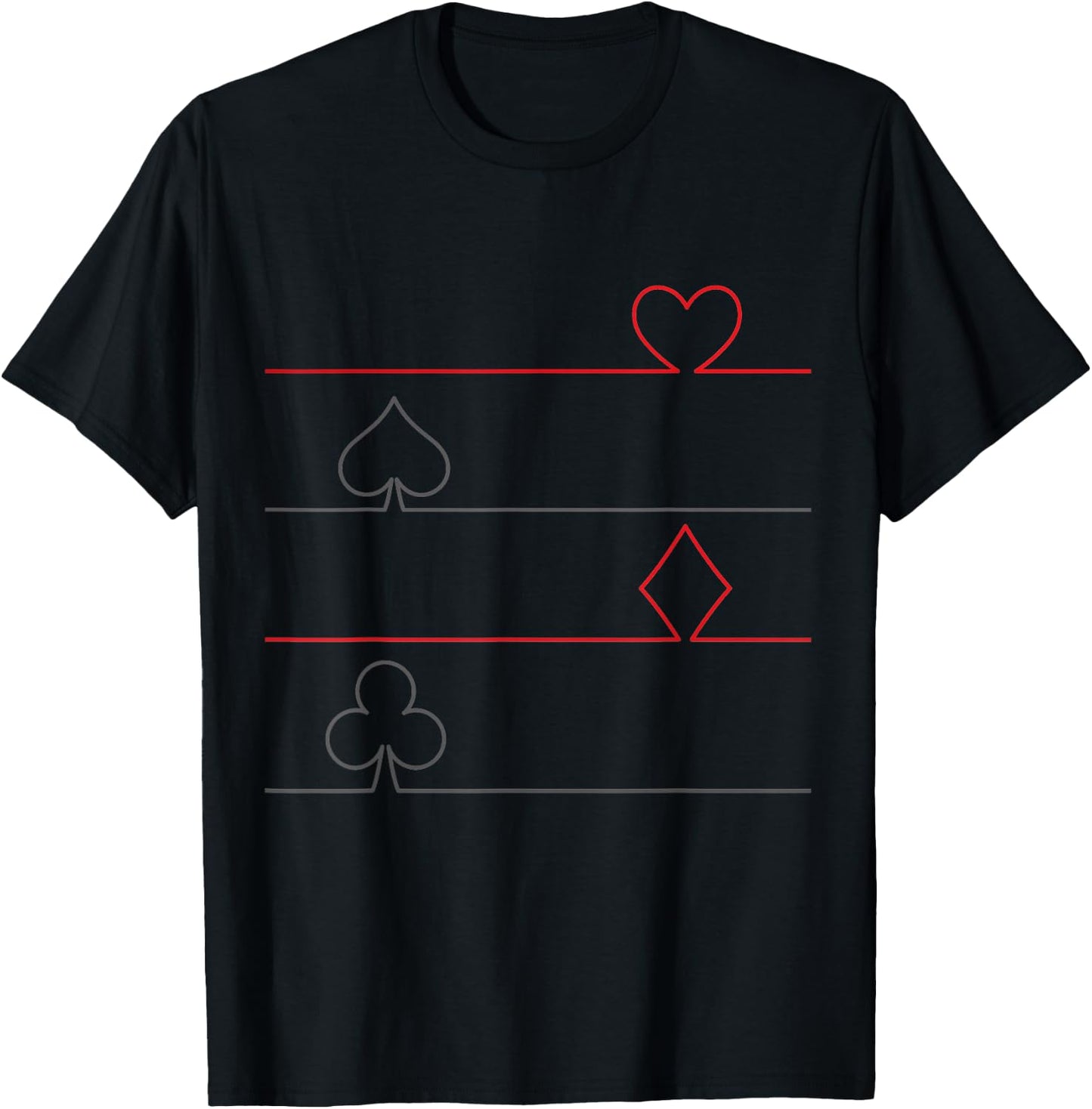 Playing Cards Design Funny Apparel Spade Clubs Hearts T-Shirt - T-Shirt | Black