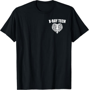 X-Ray Tech Ribs Heart Love, Radiology Rad Tech T-Shirt - T-Shirt | Black