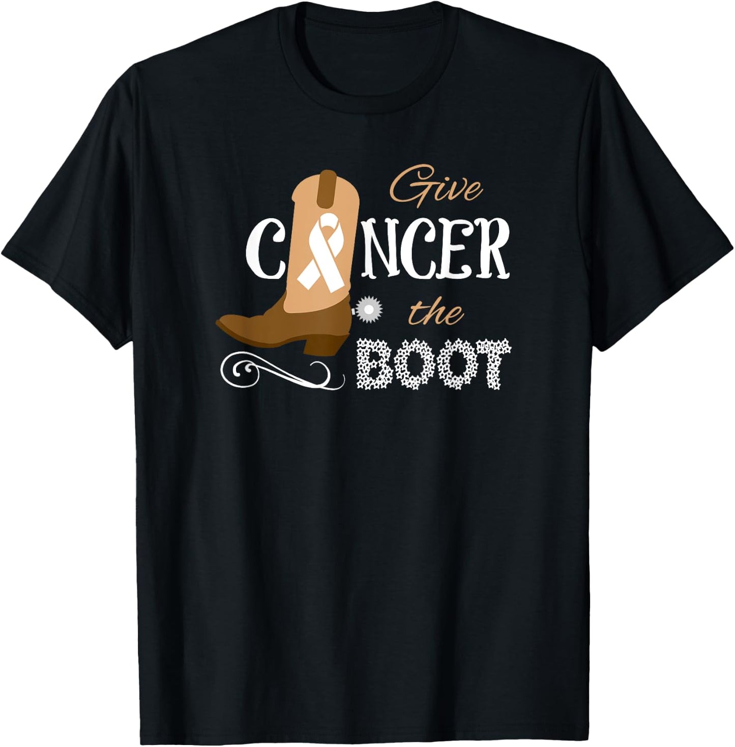 Give Cancer the Boot Kick Ribbon Pun T-Shirt - T-Shirt | Black