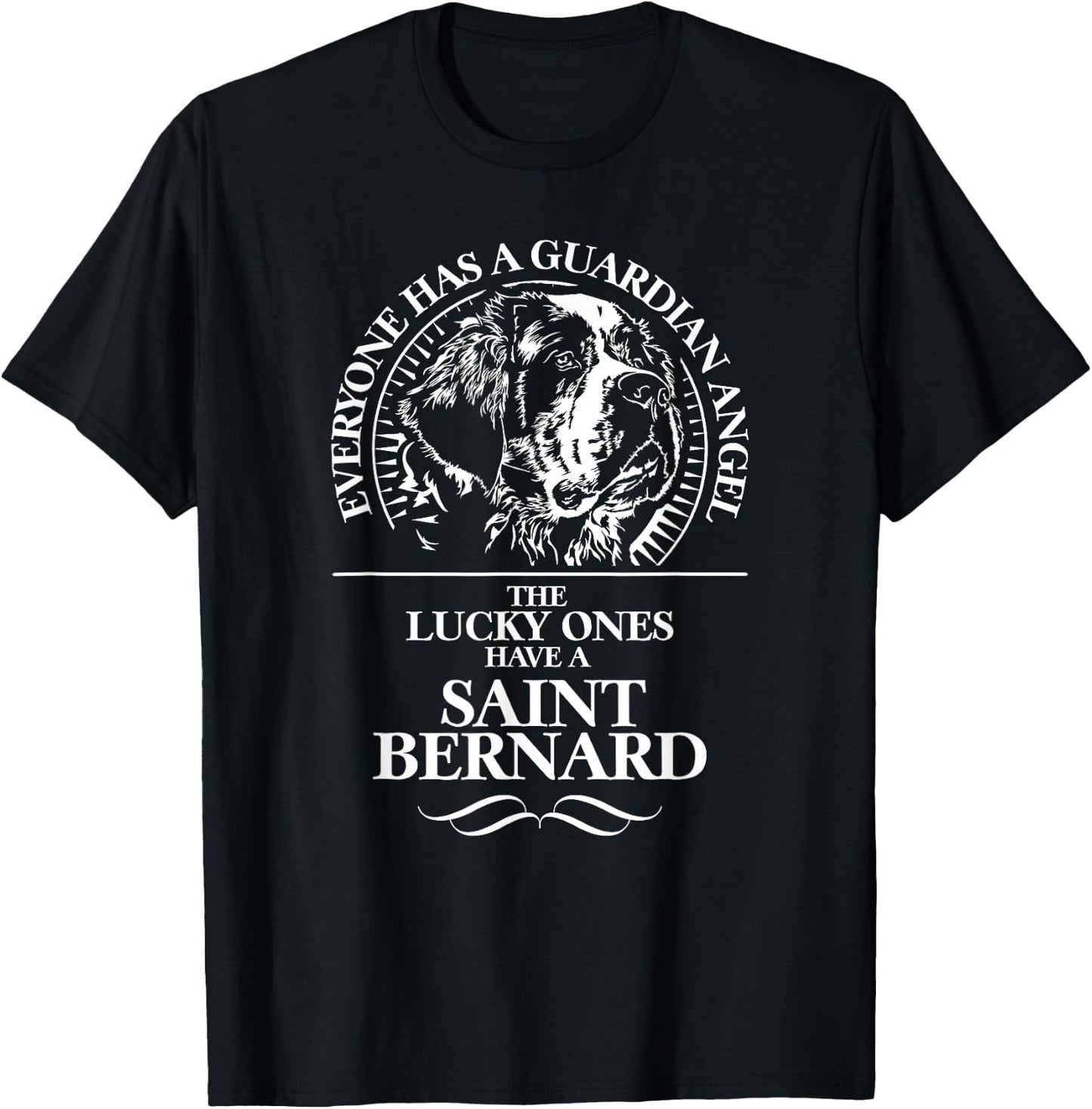 Proud Saint Bernard Guardian Angel Shirt dog Women Kids T-Shirt - T-Shirt | Black