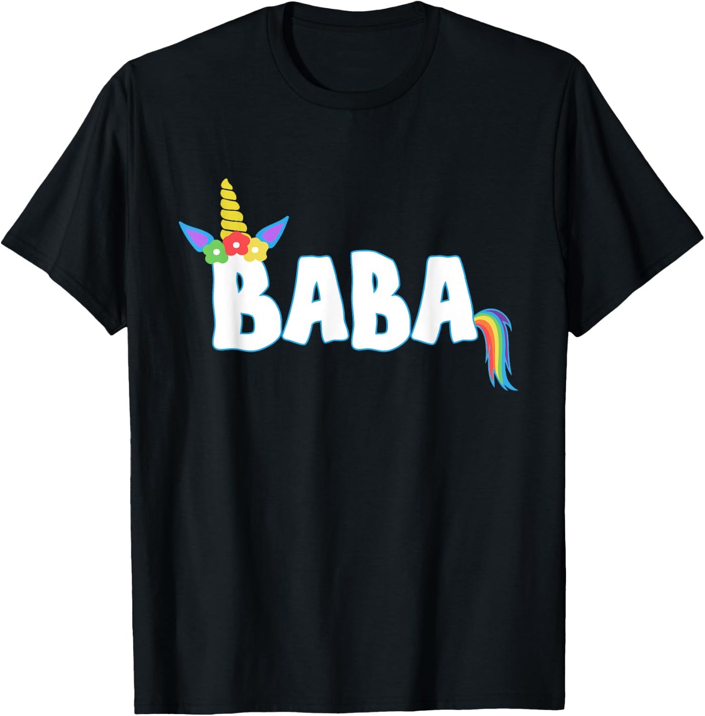 Unicorn Birthday Girl Shirt Funny BABA Grandpa Dad Gift T-Shirt - T-Shirt | Black