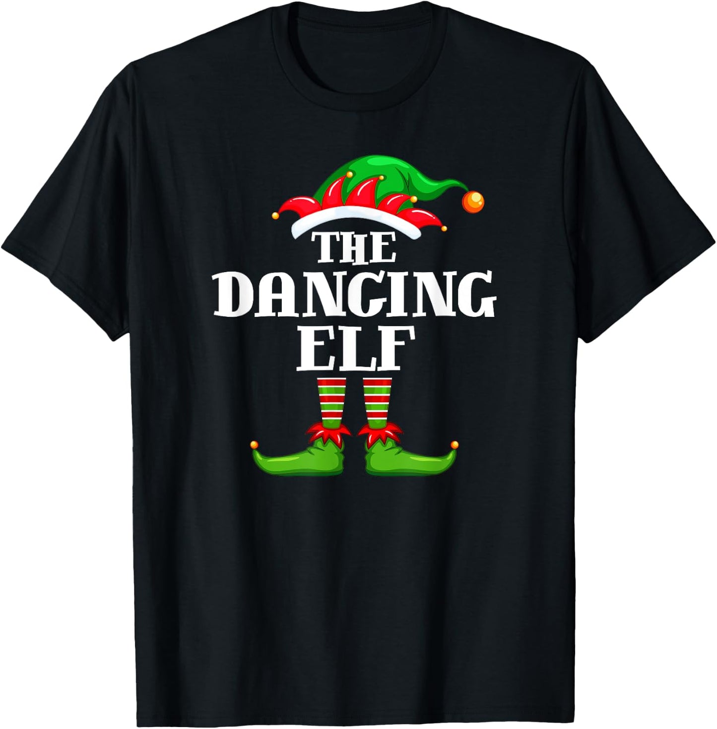 Dancing Elf Matching Family Group Christmas Party Pyjamas T-Shirt - T-Shirt | Black