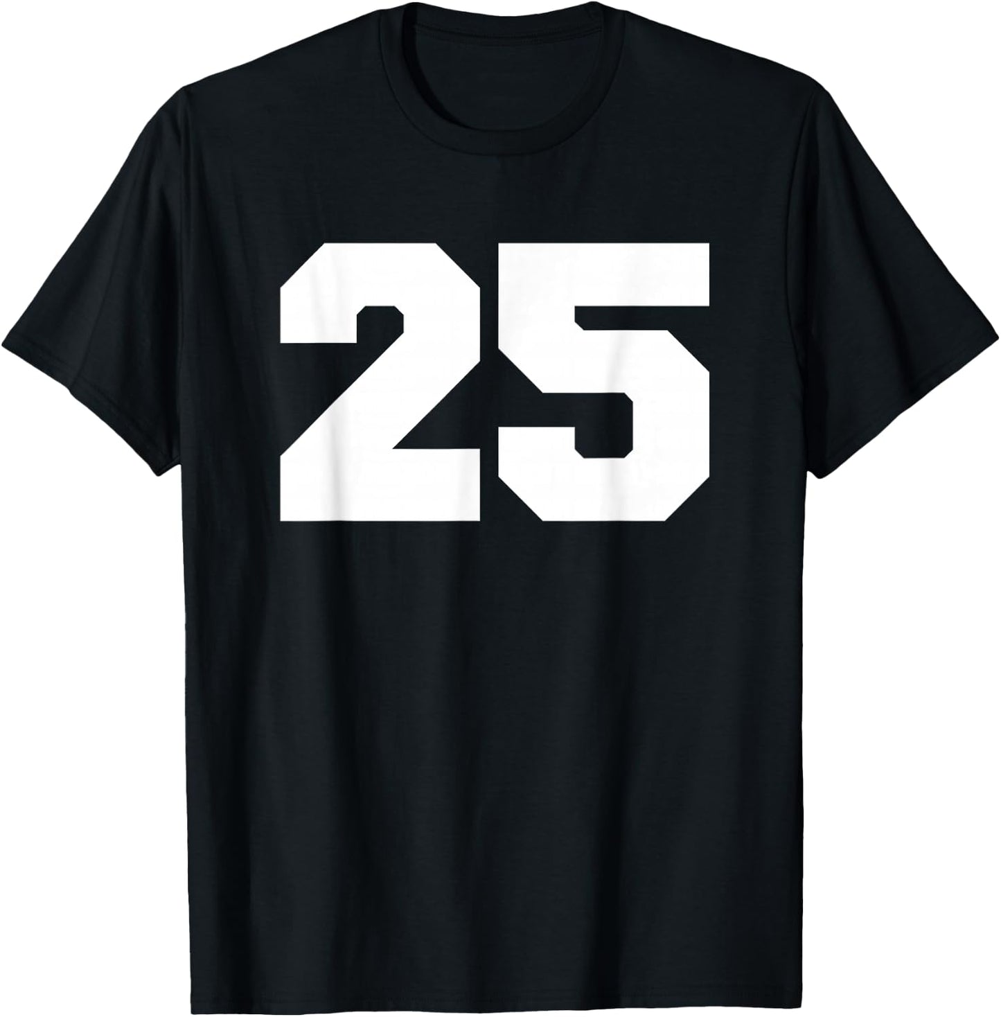 Number 25 Sports Jersey Player #25 Fan FRONT Print Varsity T-Shirt - T-Shirt | Black