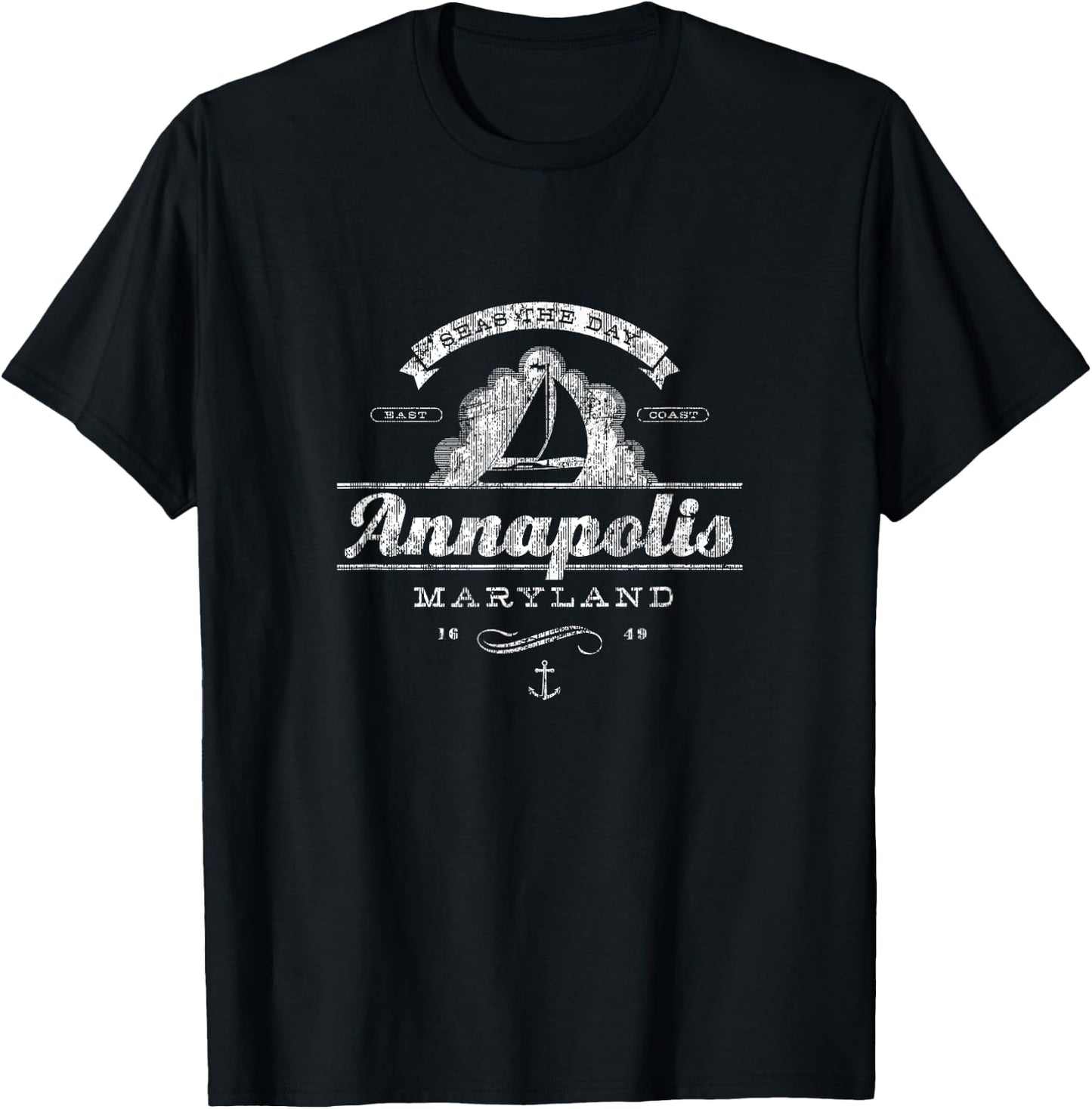 Annapolis MD Sailboat Vintage Nautical Throwback T-Shirt - T-Shirt | Black