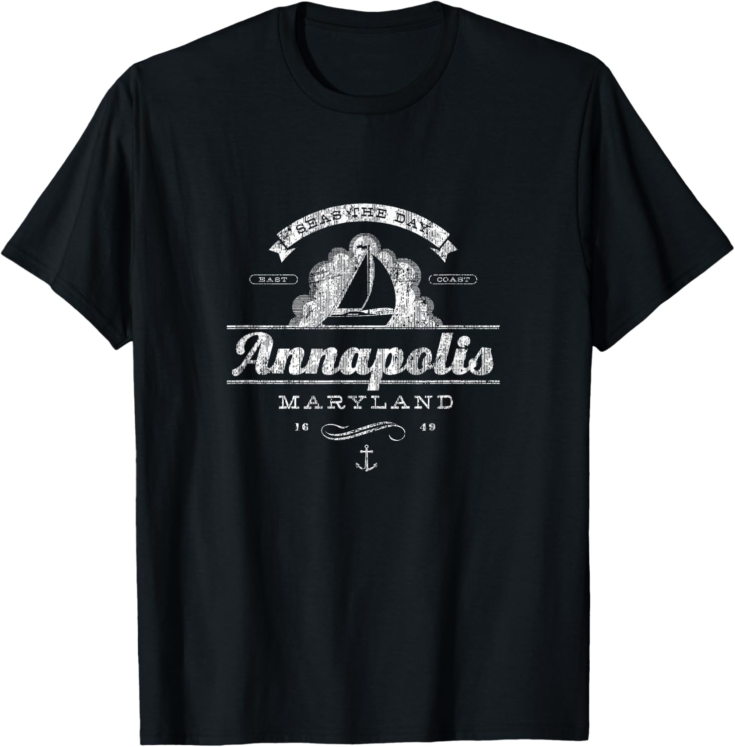 Annapolis MD Sailboat Vintage Nautical Throwback T-Shirt - T-Shirt | Black