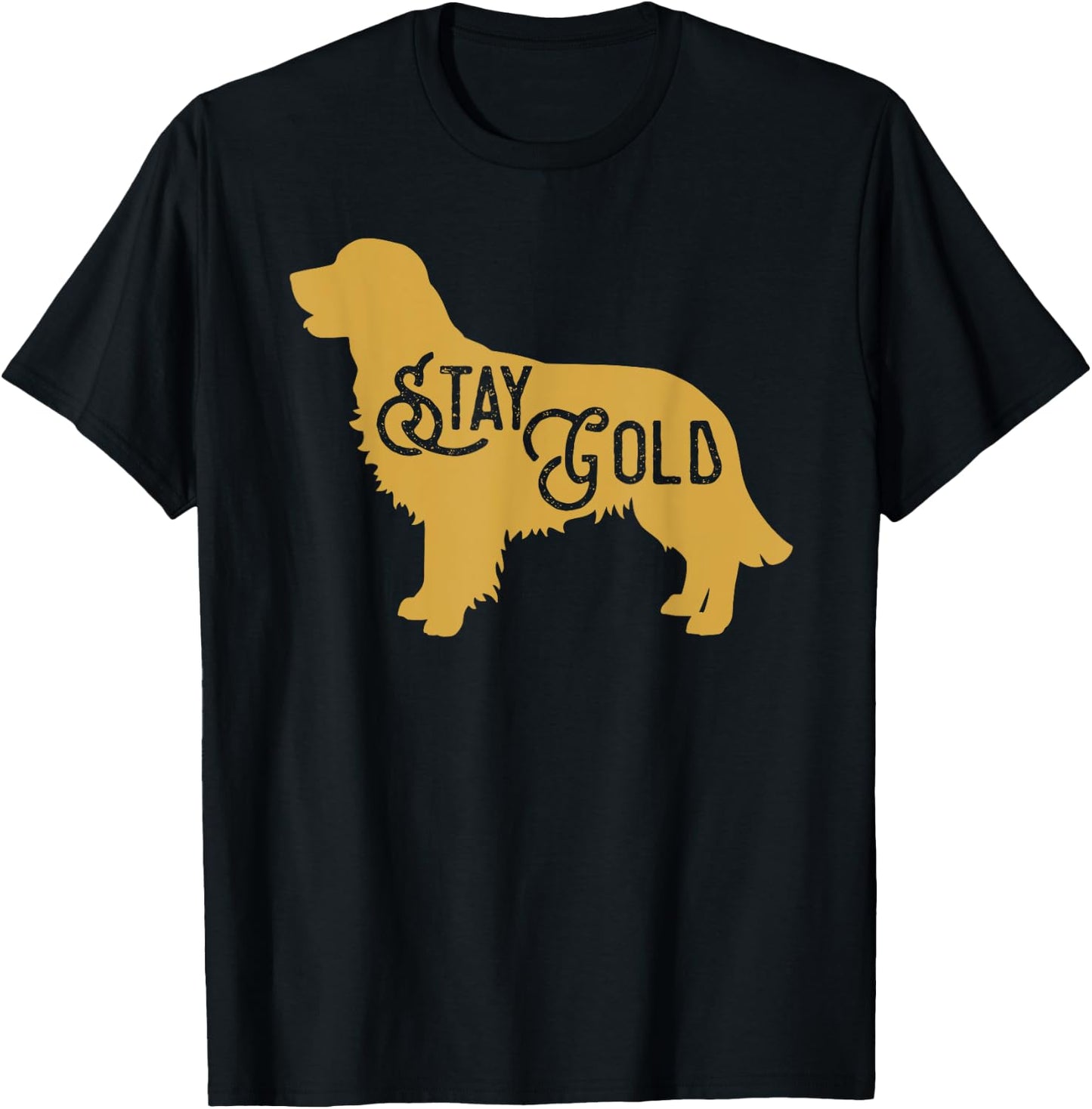 Beautiful Golden Retriever Dog Silhouette Stay Gold T-Shirt - T-Shirt | Black