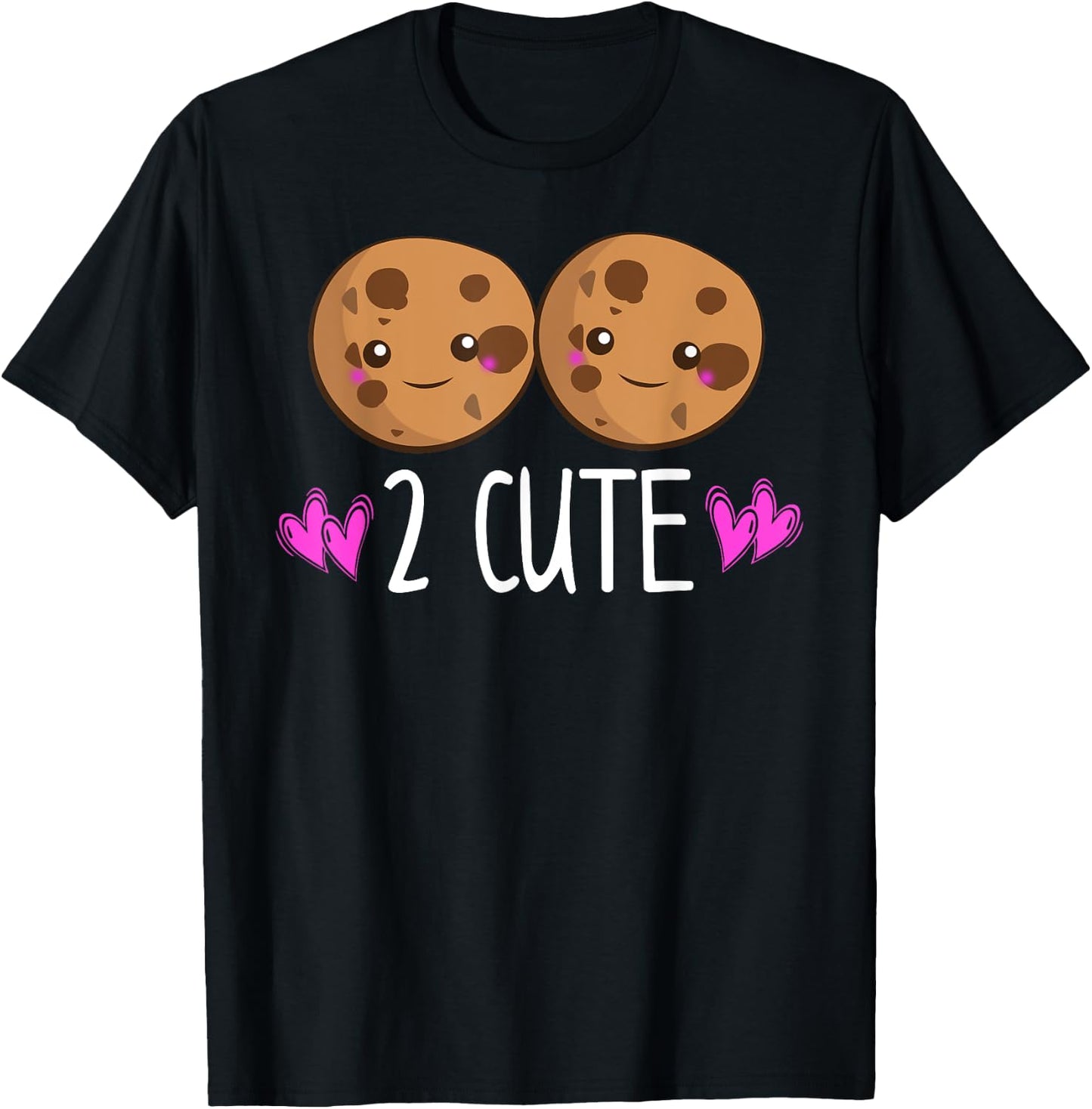 Cookies 2 CUTE Girls Kids Toddler Twins Women Kawaii Lover T-Shirt - T-Shirt | Black