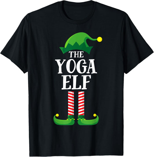 Yoga Elf Matching Family Group Christmas Party T-Shirt - T-Shirt | Black