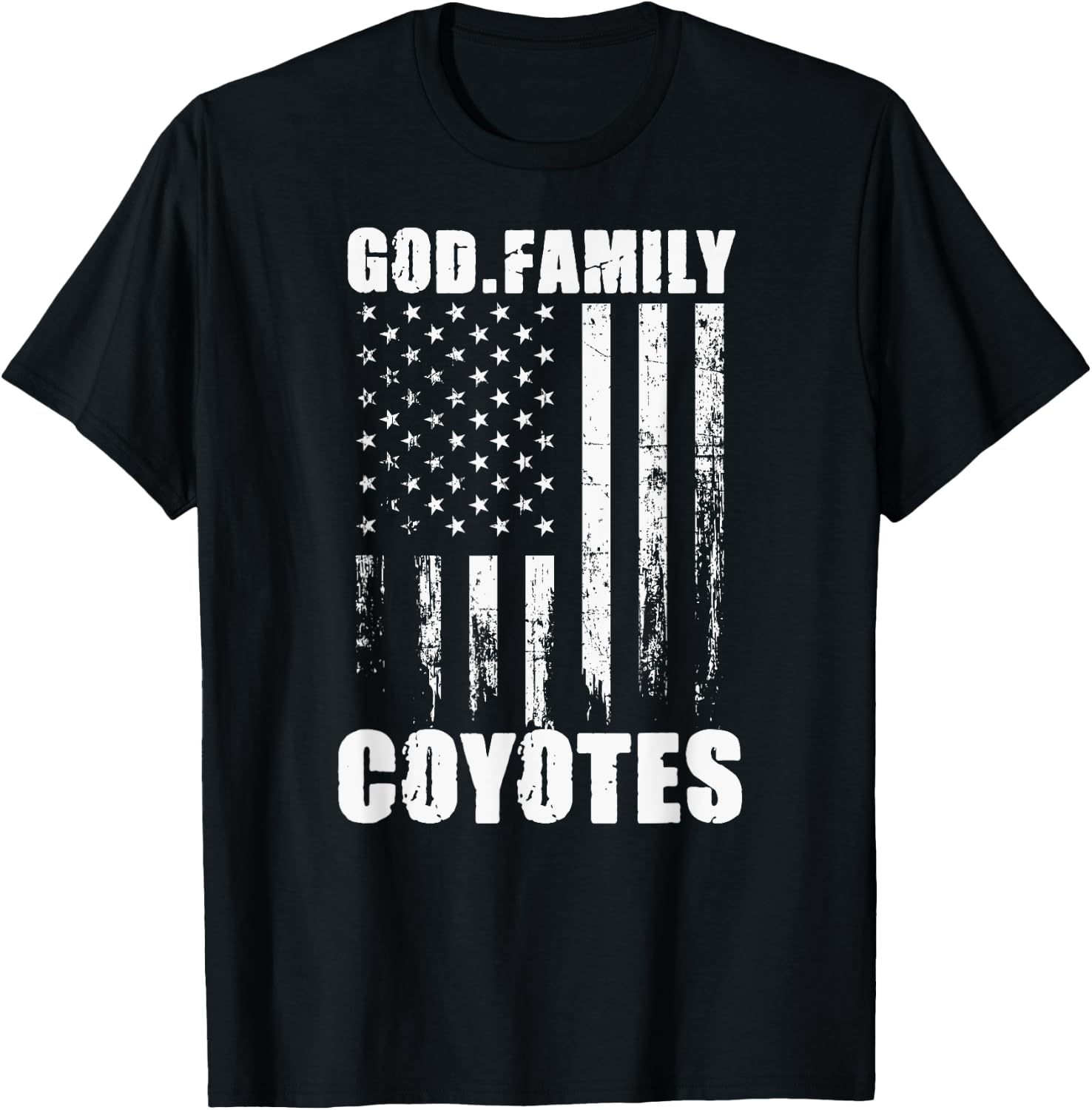 Anna Coyotes God. Family. Vintage USA Flag T-Shirt - T-Shirt | Black