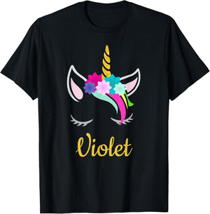 Violet Unicorn Name Shirt for Violet T-Shirt - T-Shirt | Black
